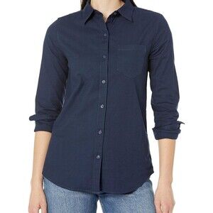 Amazon Essentials Women's Long Sleeve Button Down Stretch Oxford Shirt 5X Navy